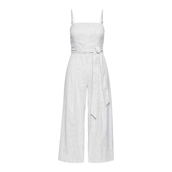 Banana Republic Pants - Banana Republic Stripe Linen-Cotton Cropped Jumpsuit~Size 0~White Navy Stripe